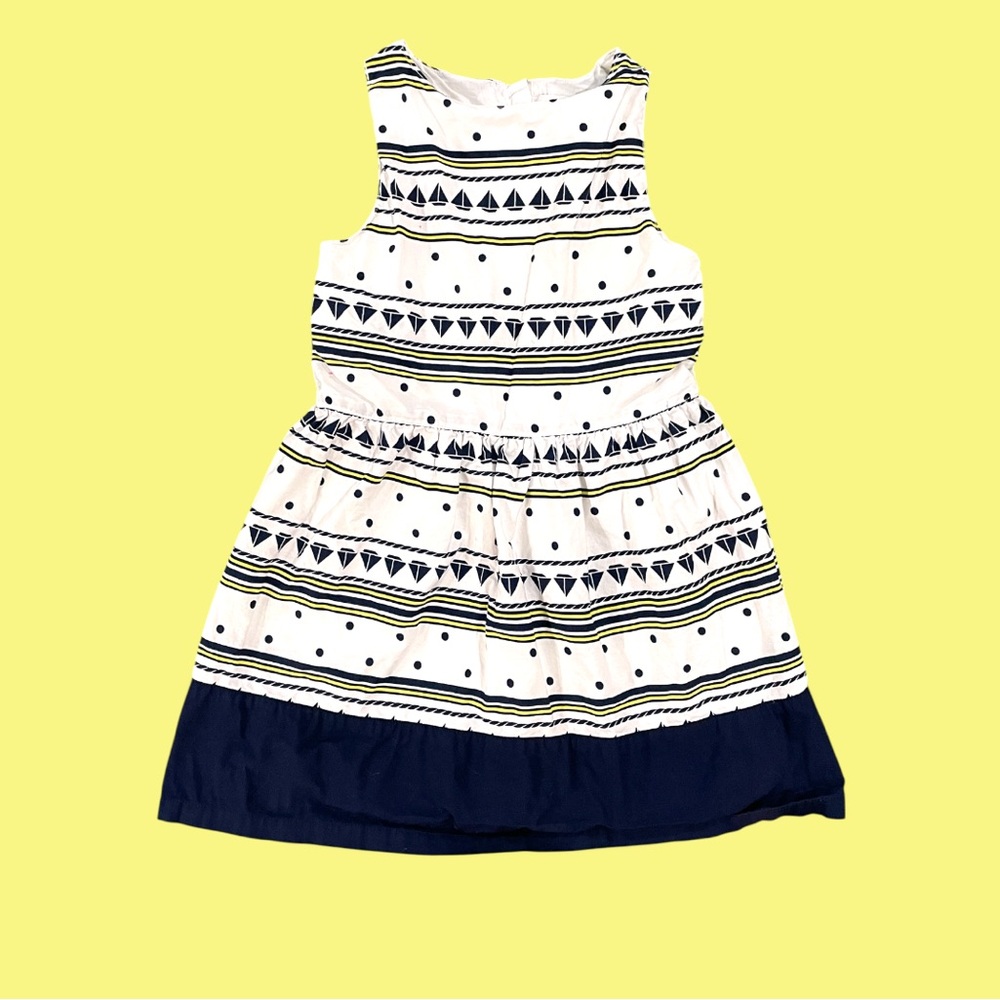 Nautica Girl’s White, Navy Blue and Yellow Nautical Sailboat Dress